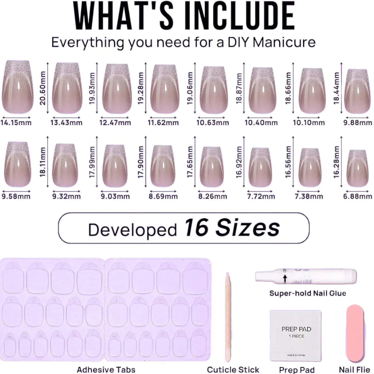 Starlight Shimmer Coffin Nails  - Press on Nails | Long Lasting & Reusable