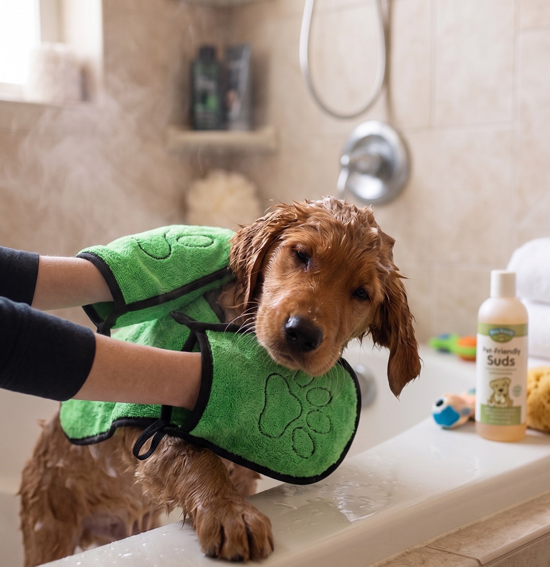 BENAT BeNat Pets. Dog Bath Towel Double Drop Pocket Design