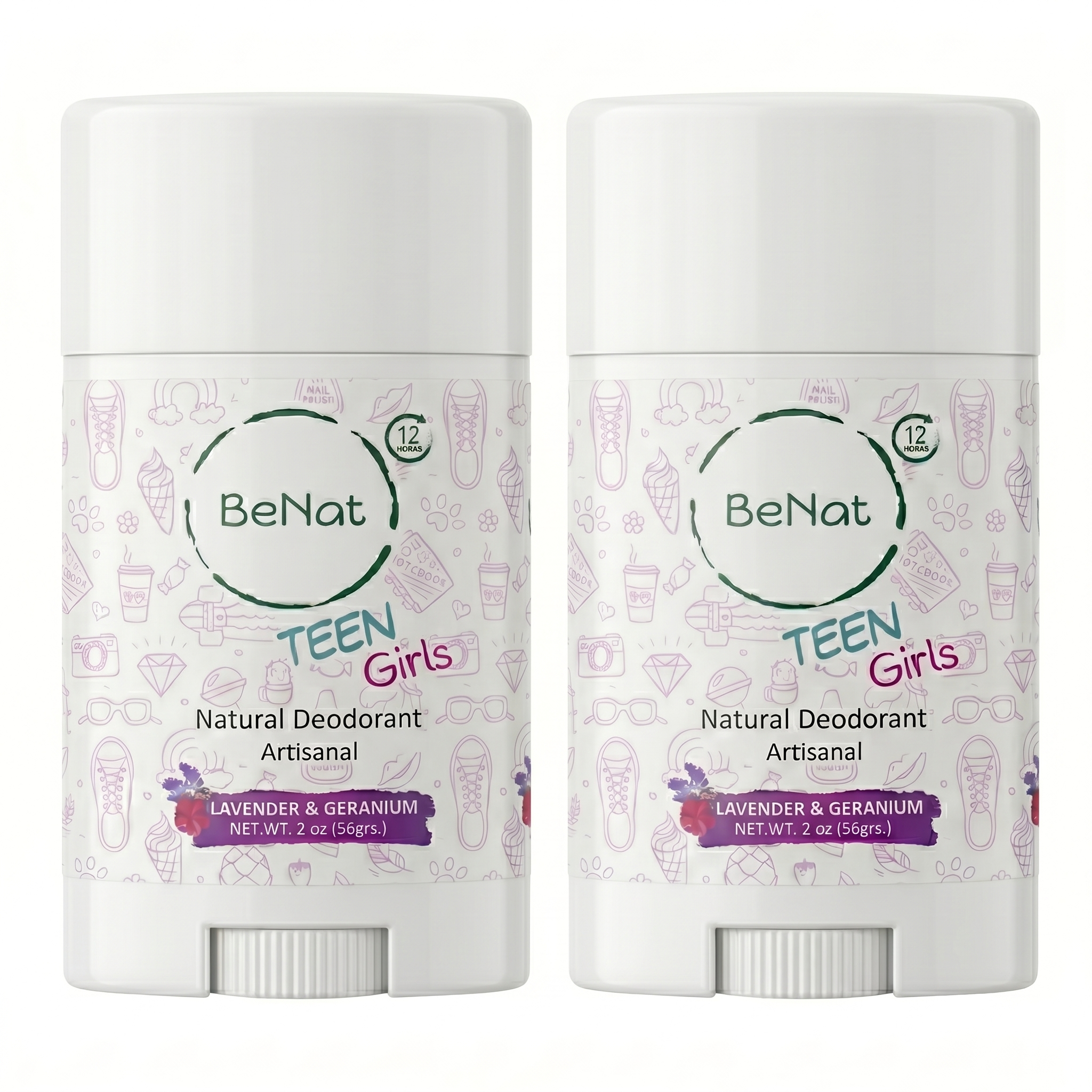 BENAT 2-Pack all-Natural Deodorants for Kids & Teens