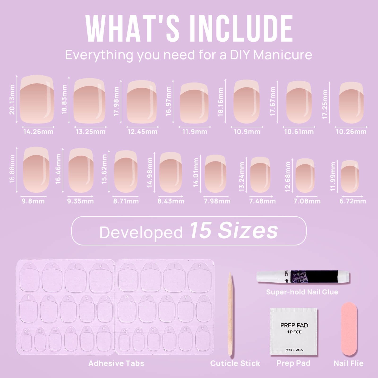 Classic French Square Nails - Press On Nails | Long Lasting & Reusable