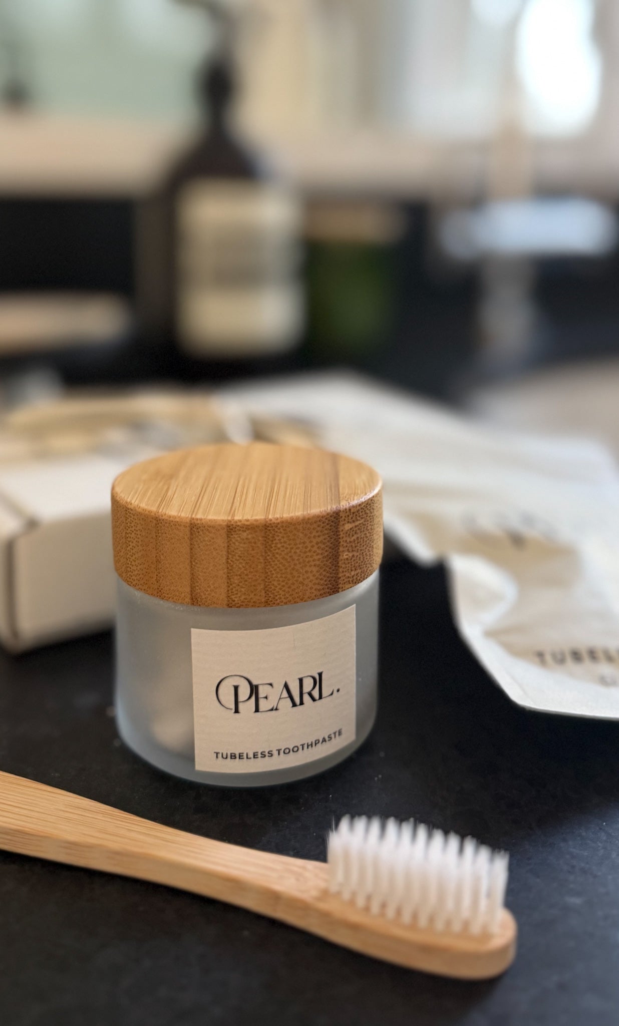 Starter Kit: The Pearl Jar - White Sea Glass & Fluoride Mint Toothpaste Tablets | 62 Tablets | Refill Pouch