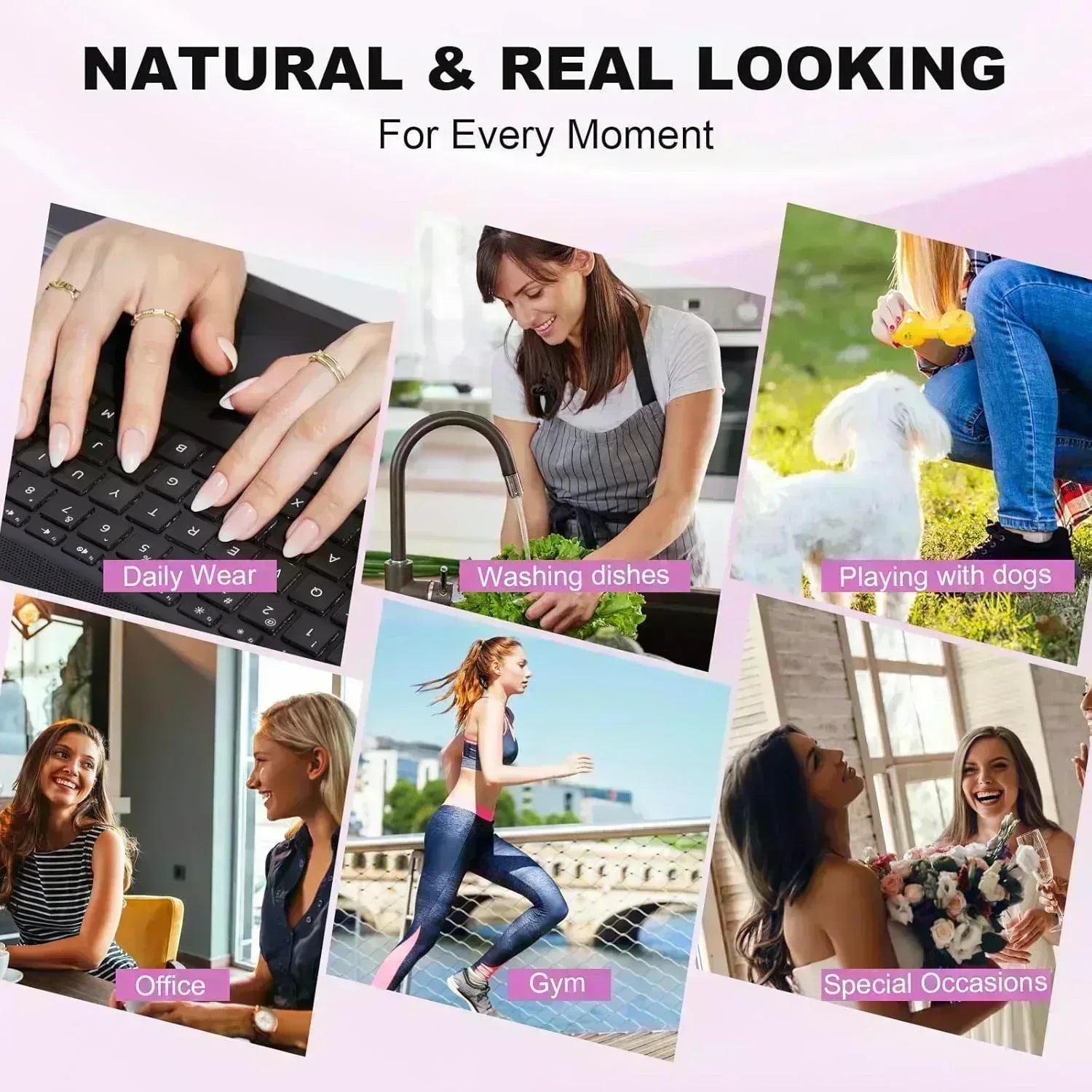 Knightshield Almond Nails - Press On Nails | Long Lasting & Reusable