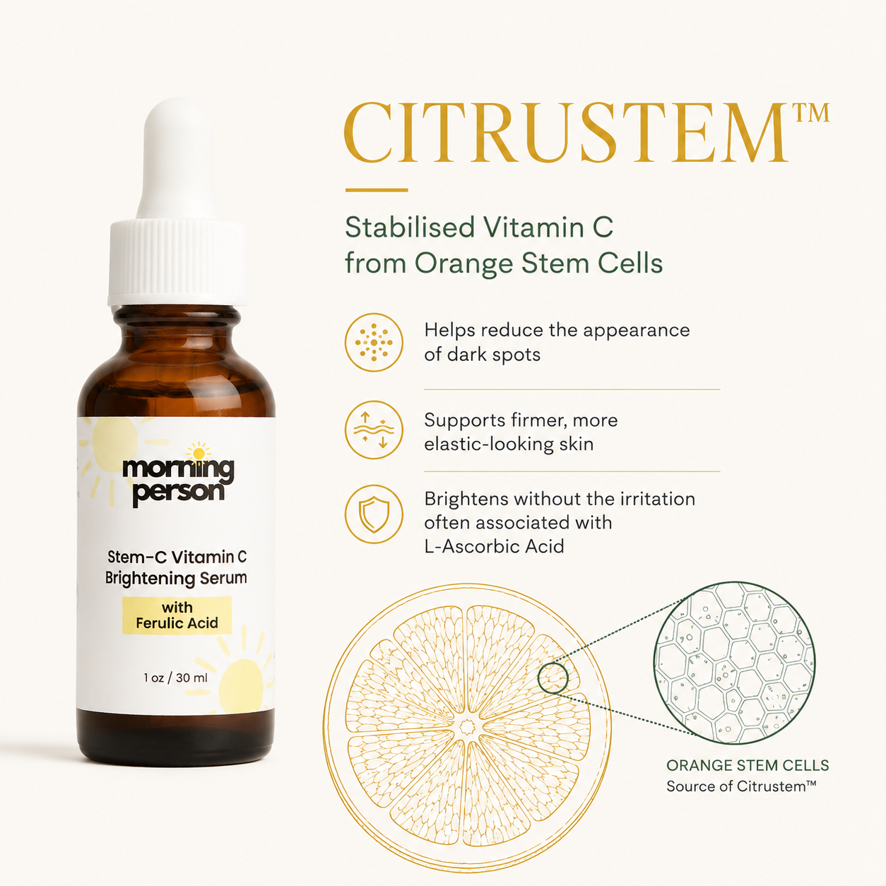 MORNING PERSON Stem-C Vitamin C Brightening Serum with Ferulic Acid
