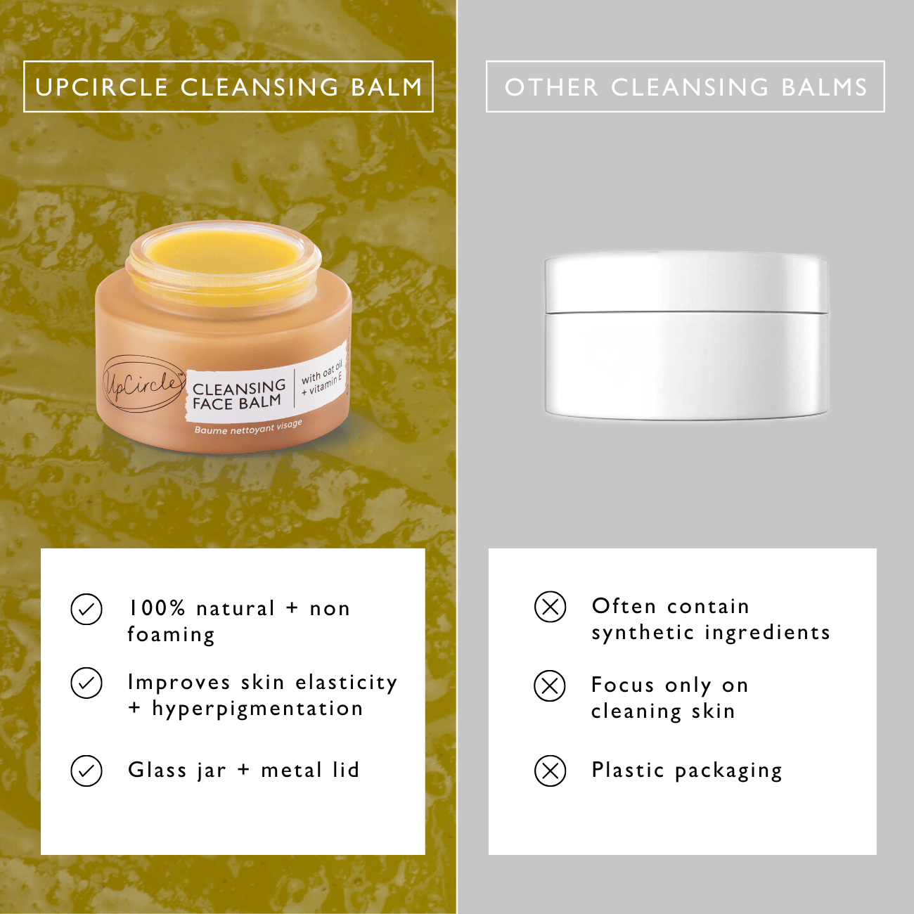 UPCIRCLE Cleansing Face Balm with Oat Oil + Vitamin E