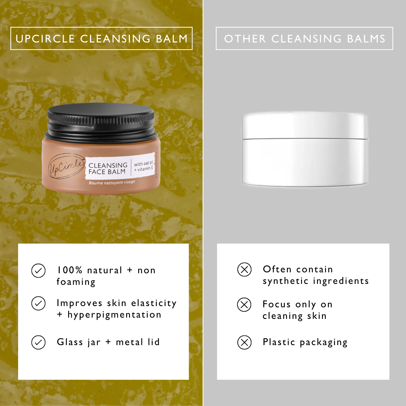 UPCIRCLE Cleansing Face Balm with Oat Oil + Vitamin E - Travel Size