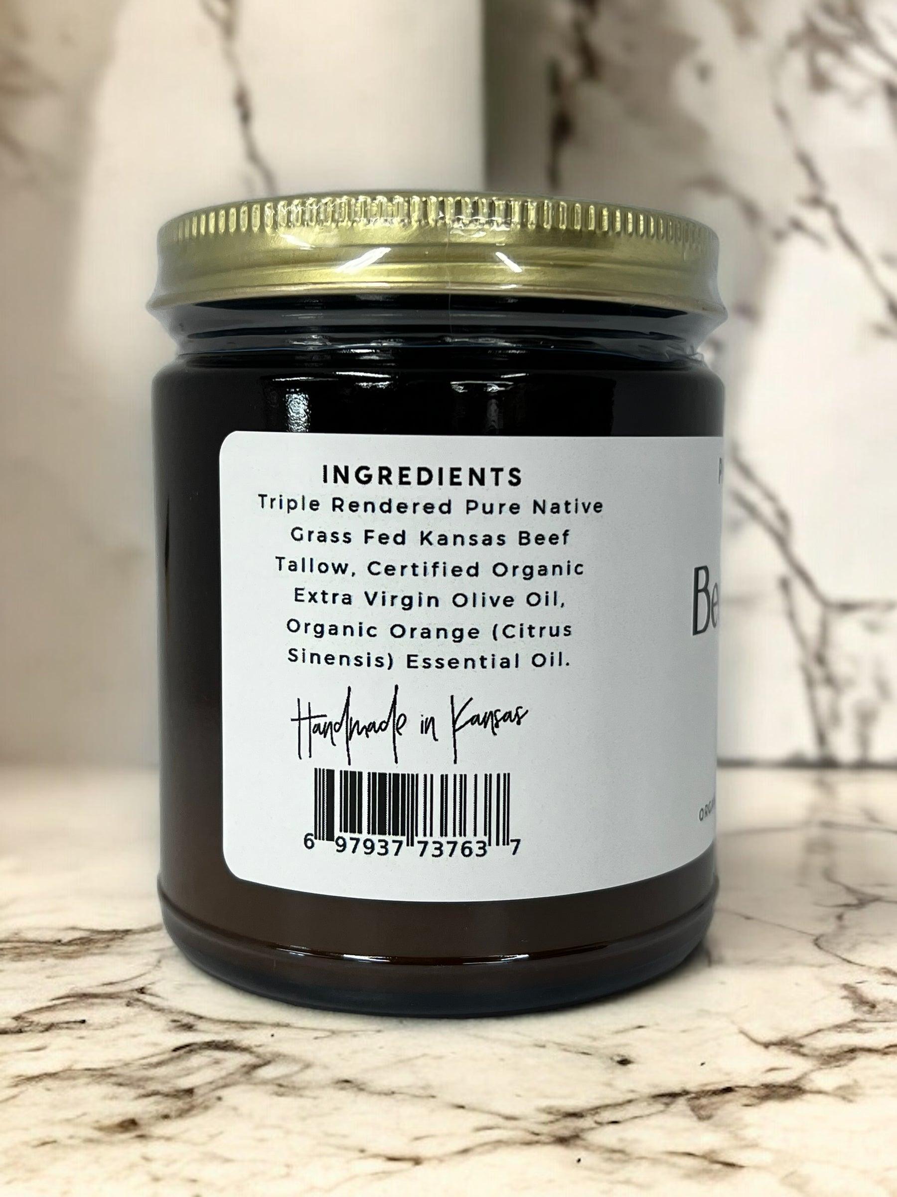 Grass Fed Beef Tallow Balm - 4 oz - Made in USA - Organic Grass Fed and Finished Tallow - Moisturizing Skin Care