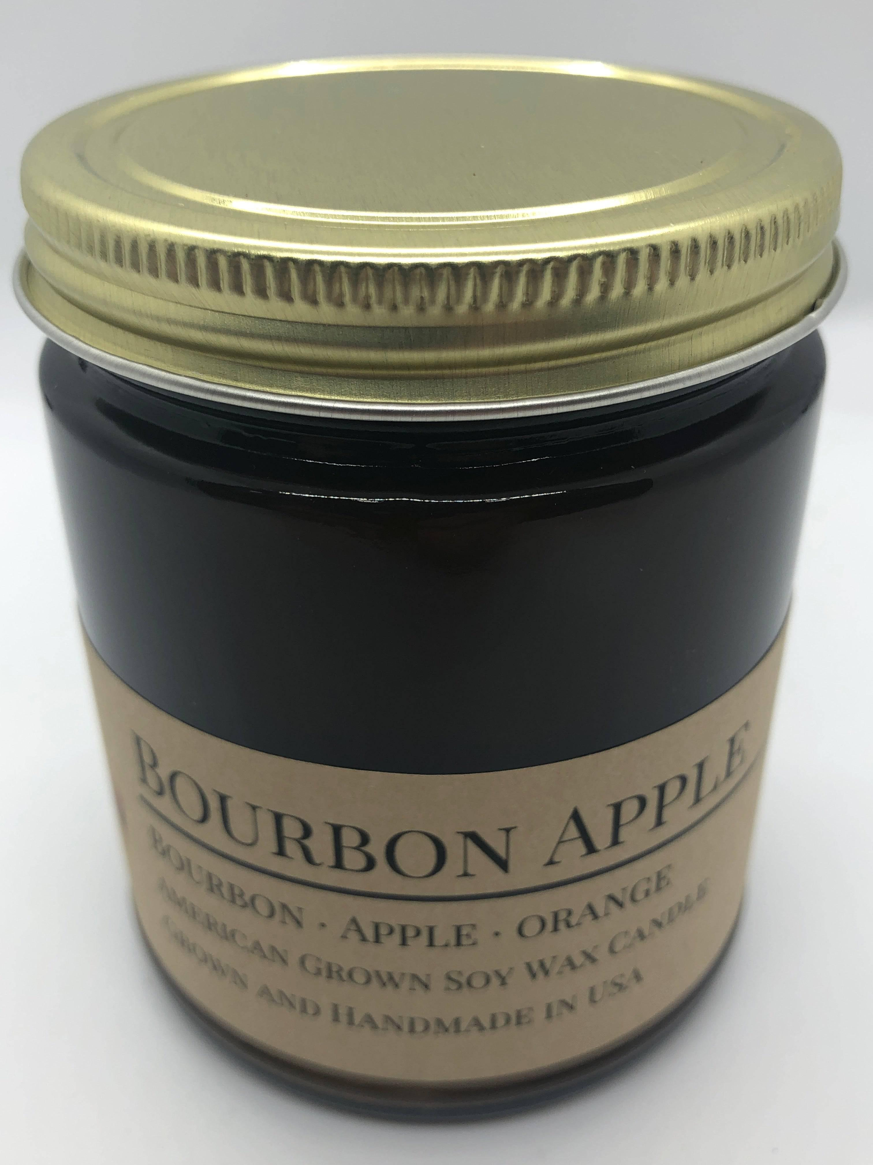 Bourbon Apple Soy Wax Candle | 9 oz Amber Apothecary Jar