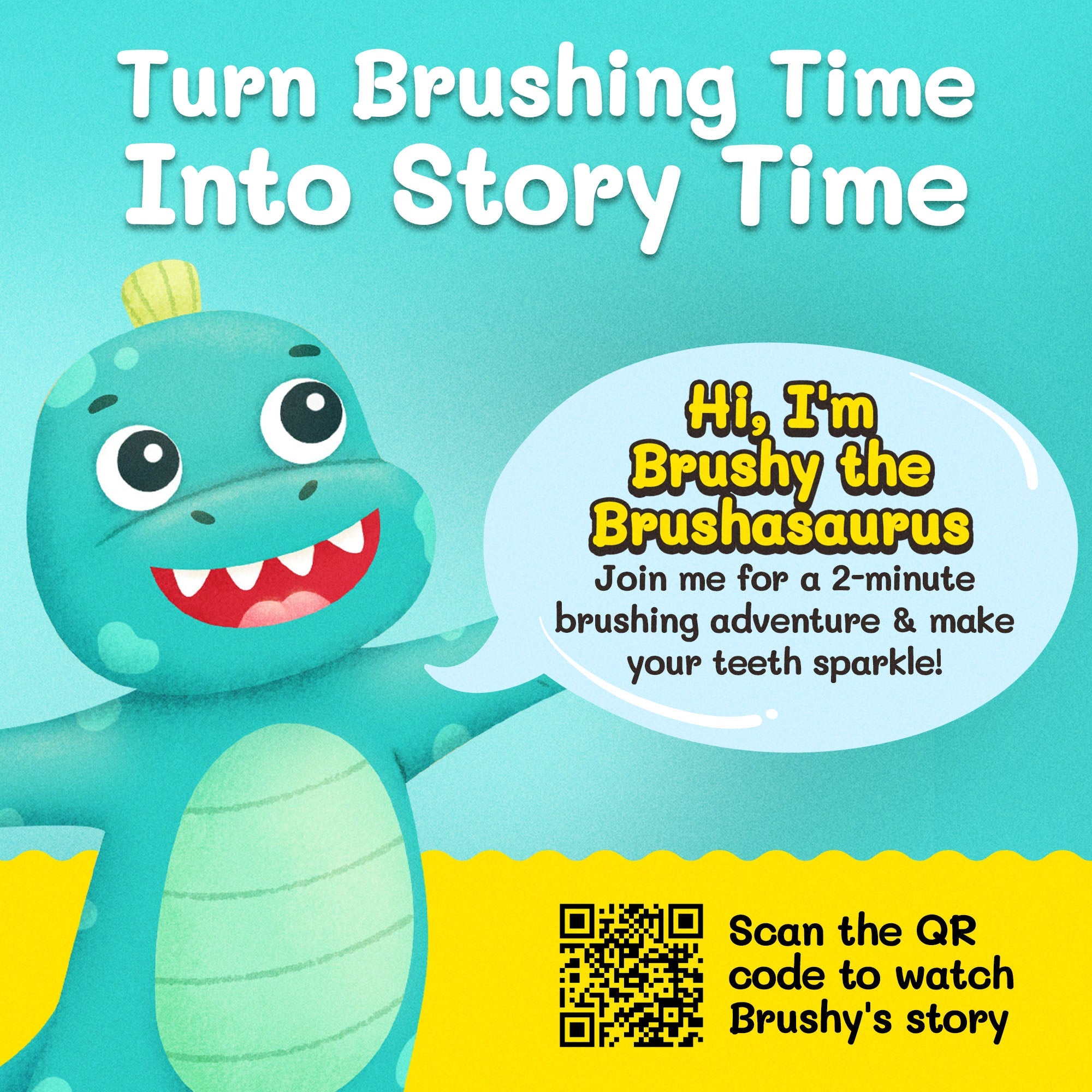 Brushy the Brushasaurus Dinosaur Toothbrush for Kids – Fun Brush Toy