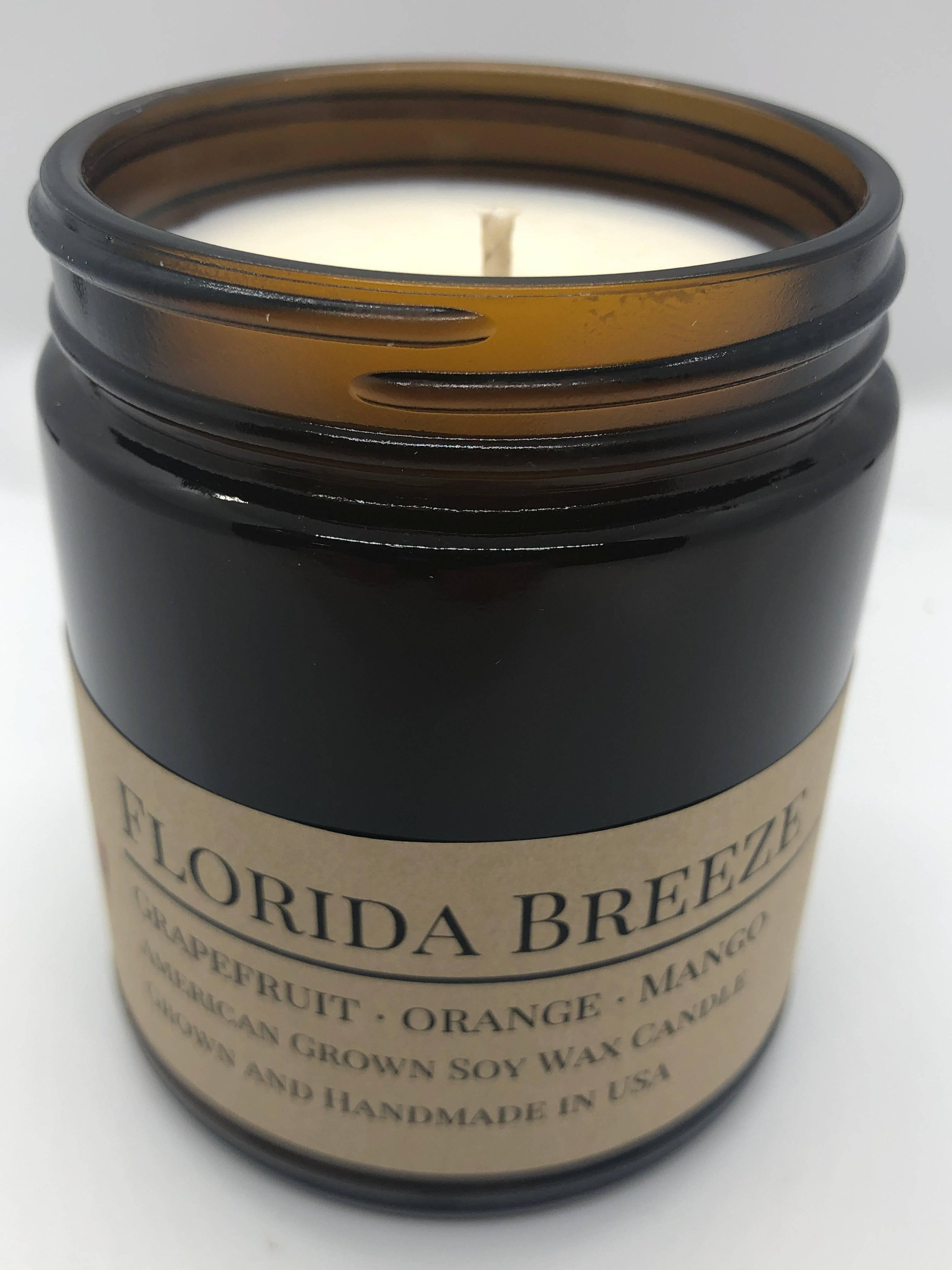 Florida Breeze Soy Wax Candle | 9 oz Amber Apothecary Jar