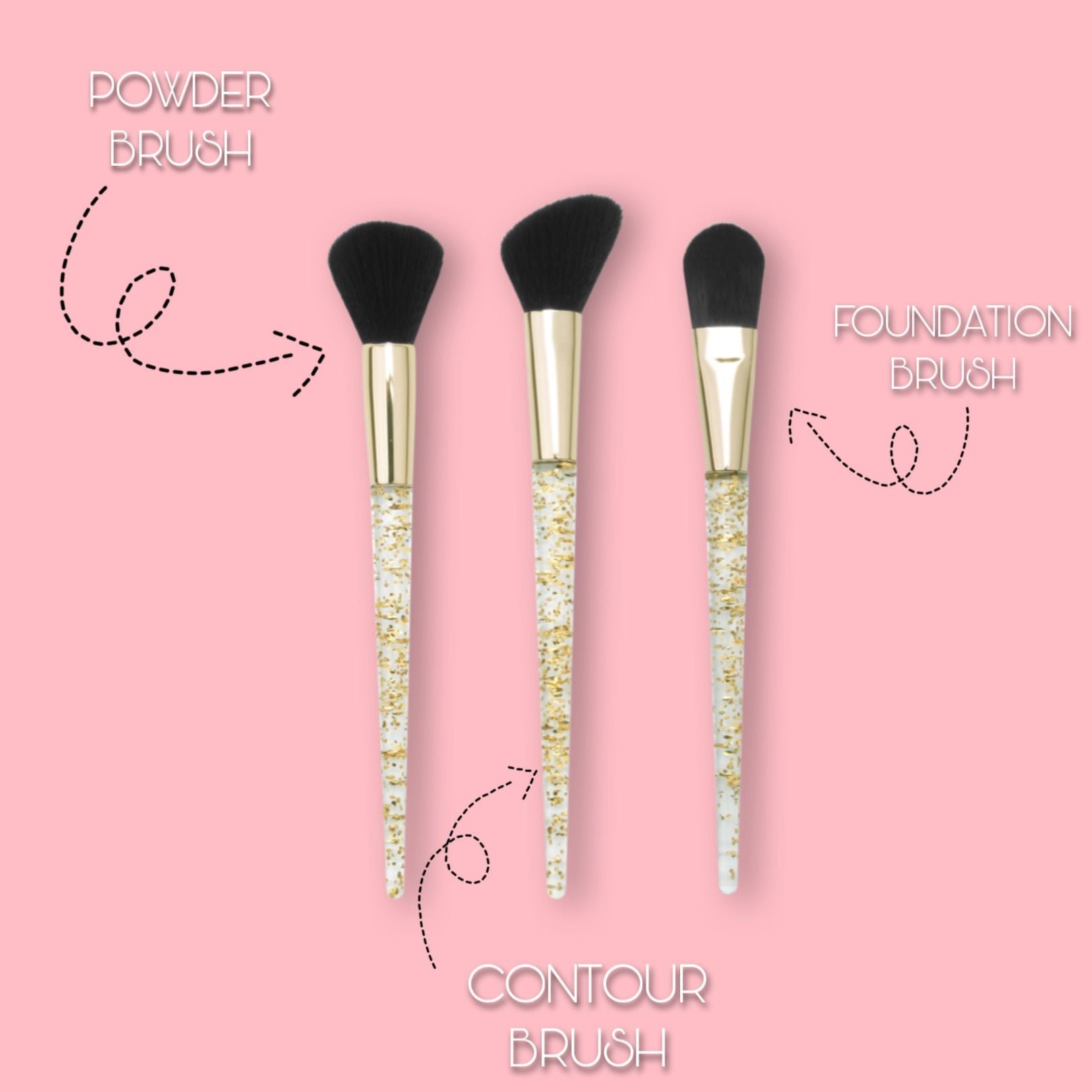 Gold Flakes 3-Piece Brush Set