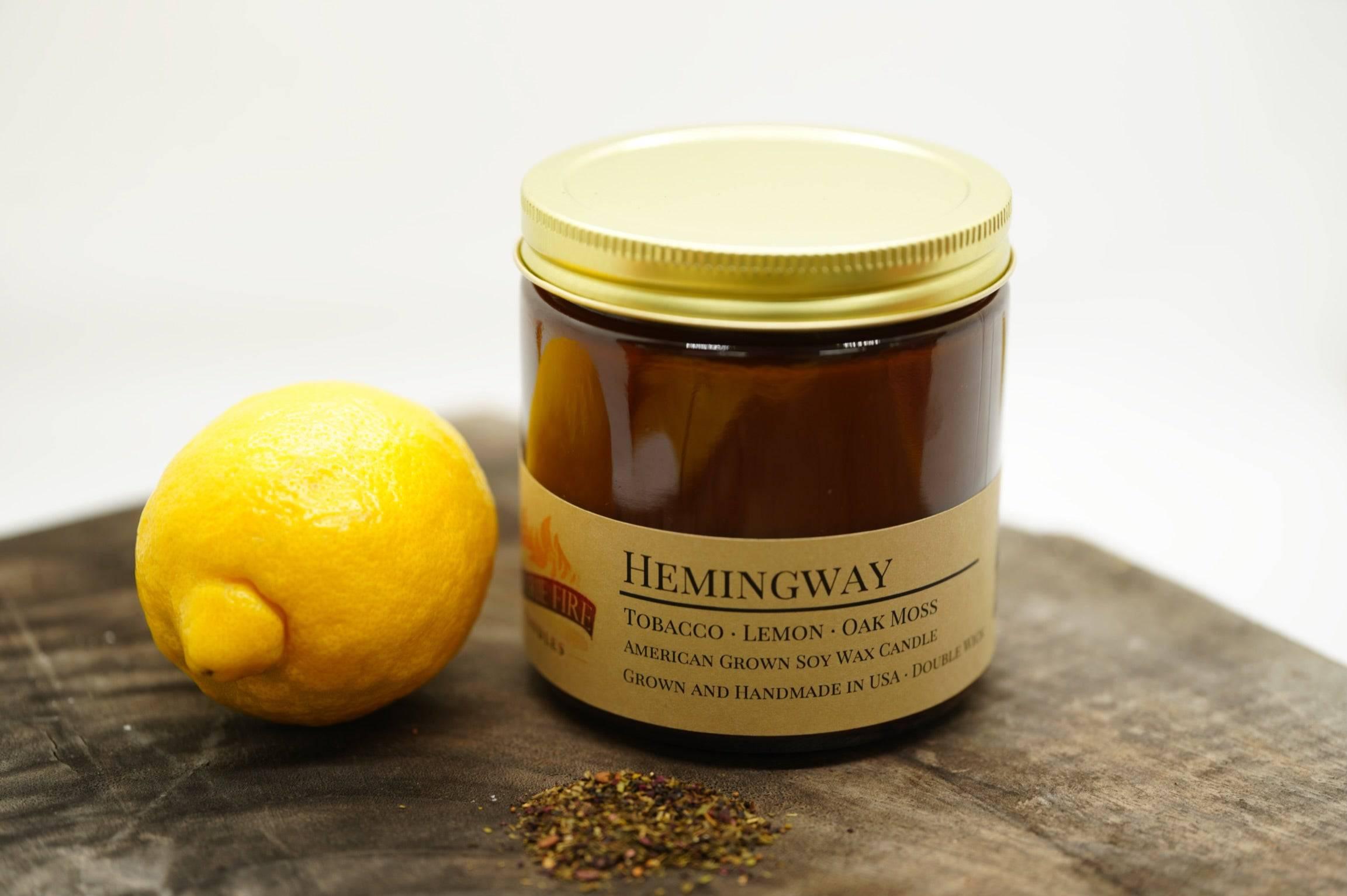 Hemingway Soy Wax Candle | 16 oz Double Wick Amber Apothecary Jar