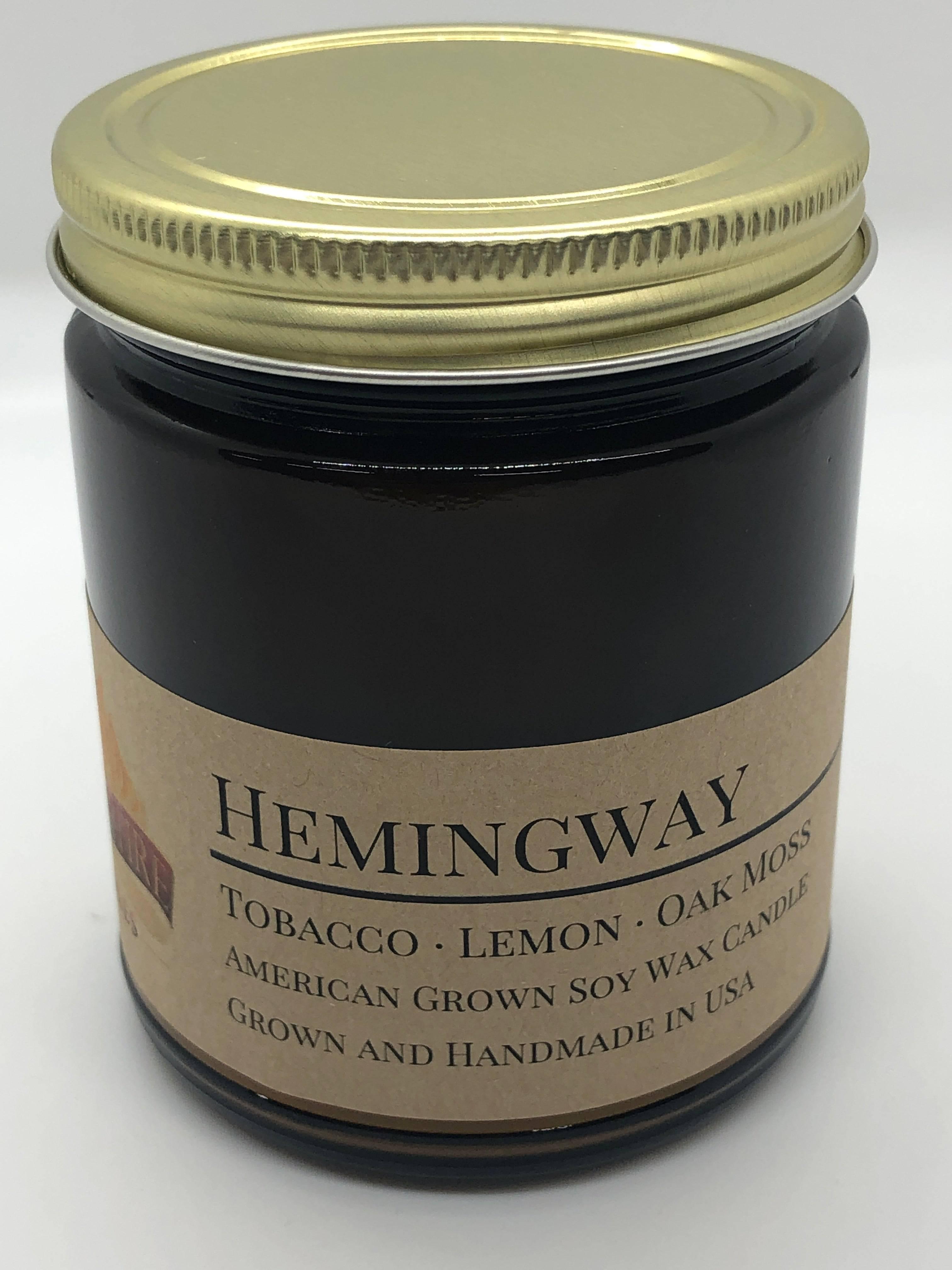 Hemingway Soy Wax Candle | 9 oz Amber Apothecary Jar