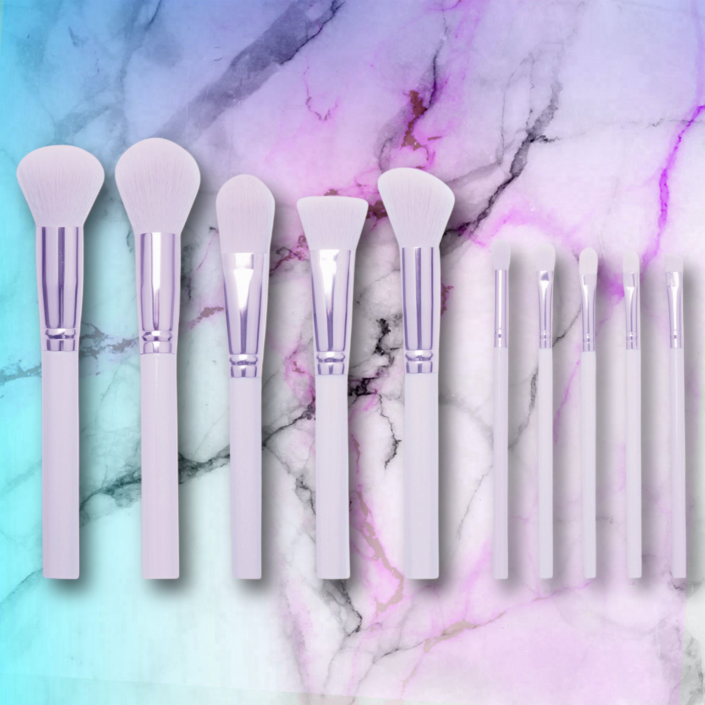 Makeup Brush - 10pc Marble Makeup Brush Collection Set