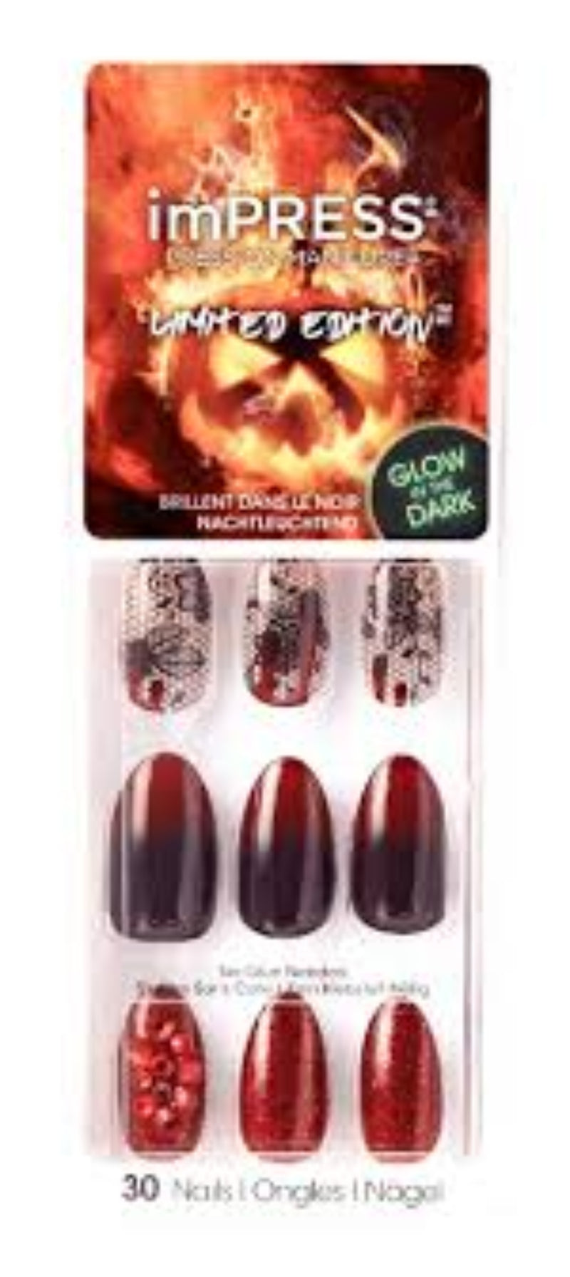 KISS ImPress Glow In The Dark Press-On Nails Halloween Limited Edition