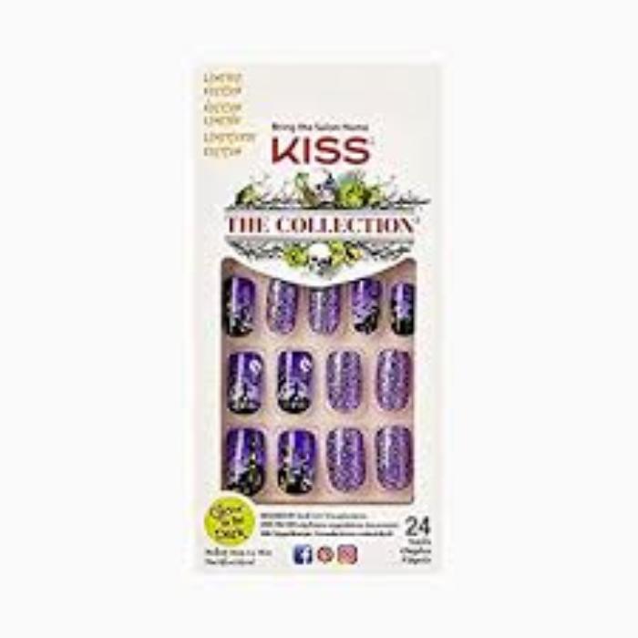 Kiss Design 24 uñas postizas que brillan en la oscuridad Edición limitada de Halloween