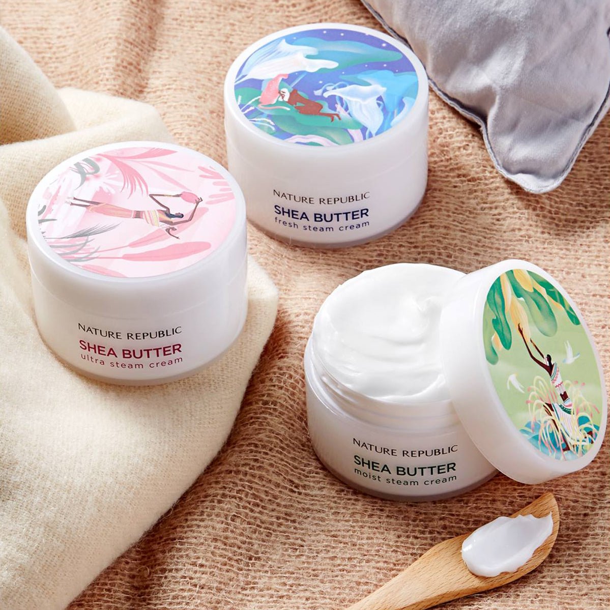 Shea Butter Steam Cream Moist Triple Value Set (Normal, Dry Skin)