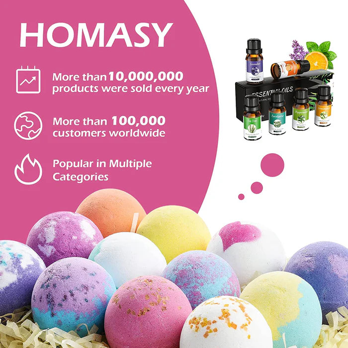 HOMASY Natural & Handmade Bath Bomb Gift Set
