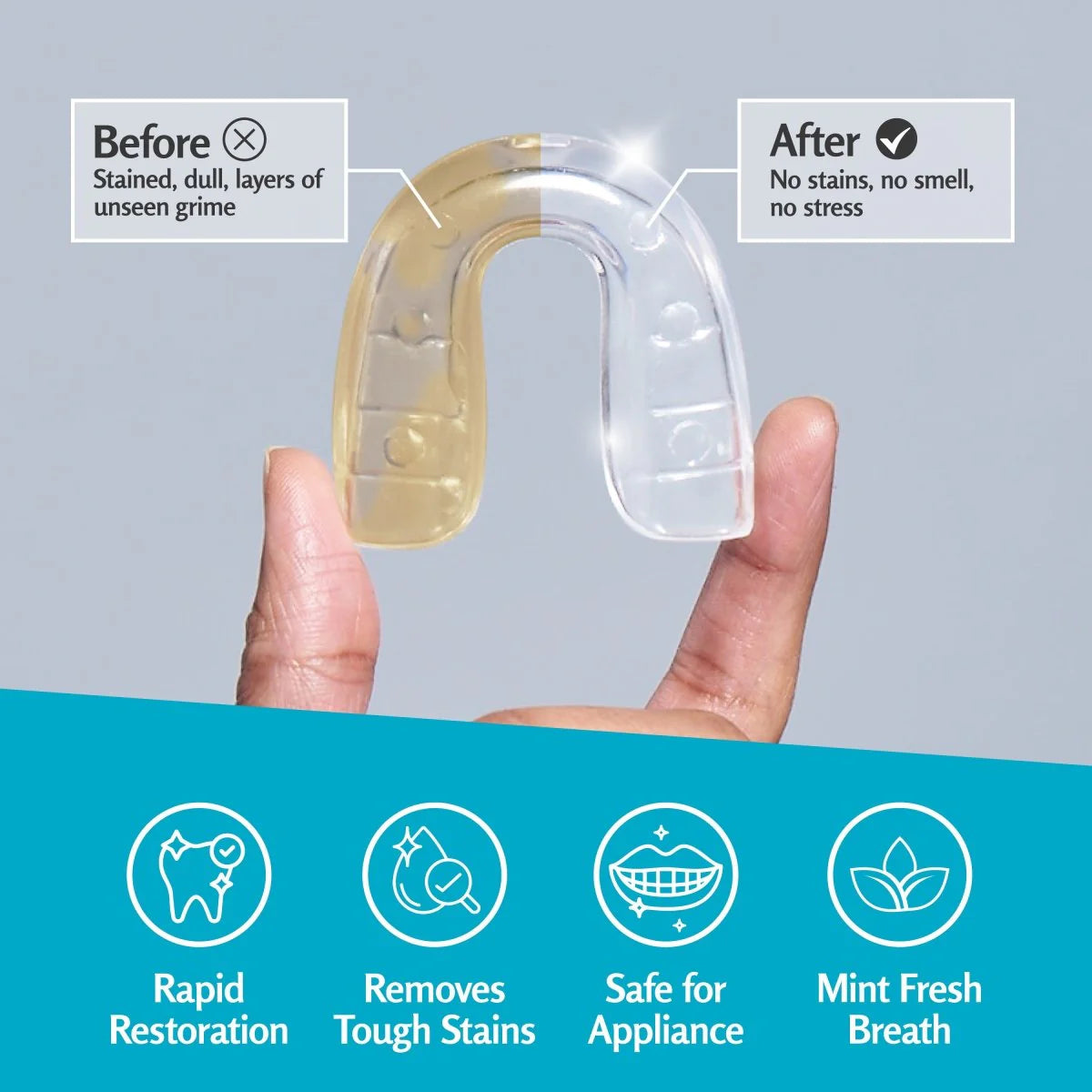 Retainer Cleaner - Kills 99% Of All Bacteria & Removes Stains - Mint