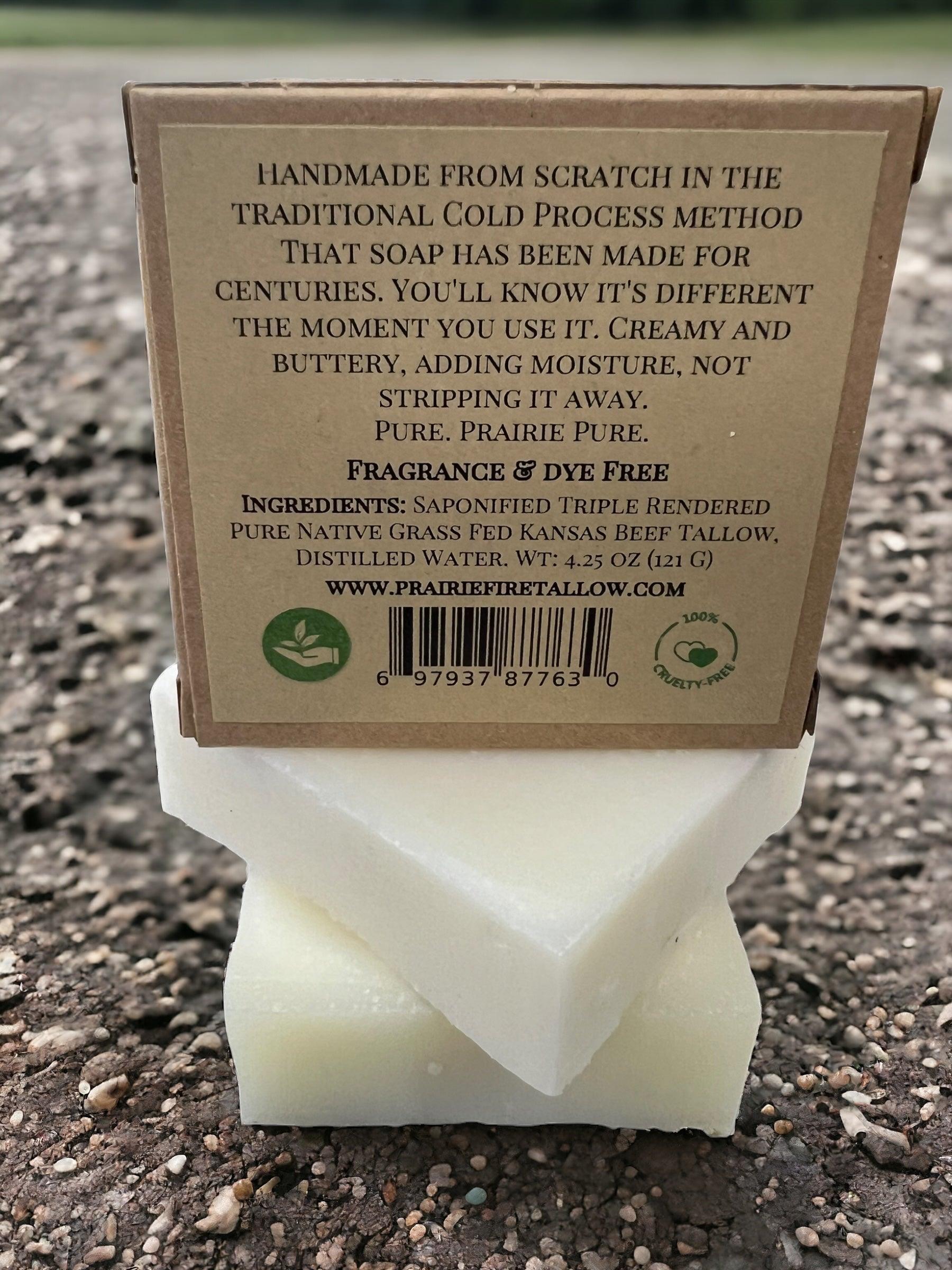 Grass Fed Beef Tallow Soap Bar (3 Pack) – Fragrance Free, Natural & Organic – Moisturizes & Soothes Face, Body & Hair – Handcrafted, Ideal for Sensitive & Dry Skin