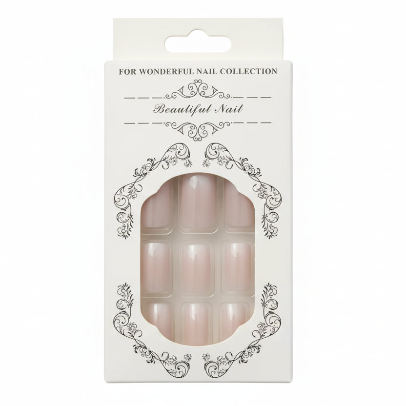 Salon-Style French Tip Press-On Nails - Square 015