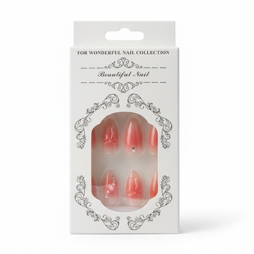 Salon-Style French Tip Press-On Nails - Coffin 022