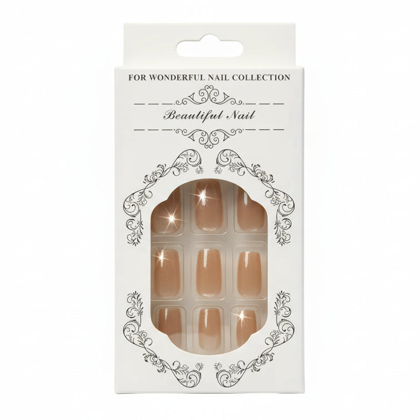 Salon-Style French Tip Press-On Nails - Square 015