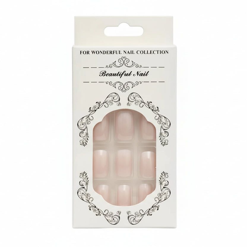 Salon-Style French Tip Press-On Nails - Square 01