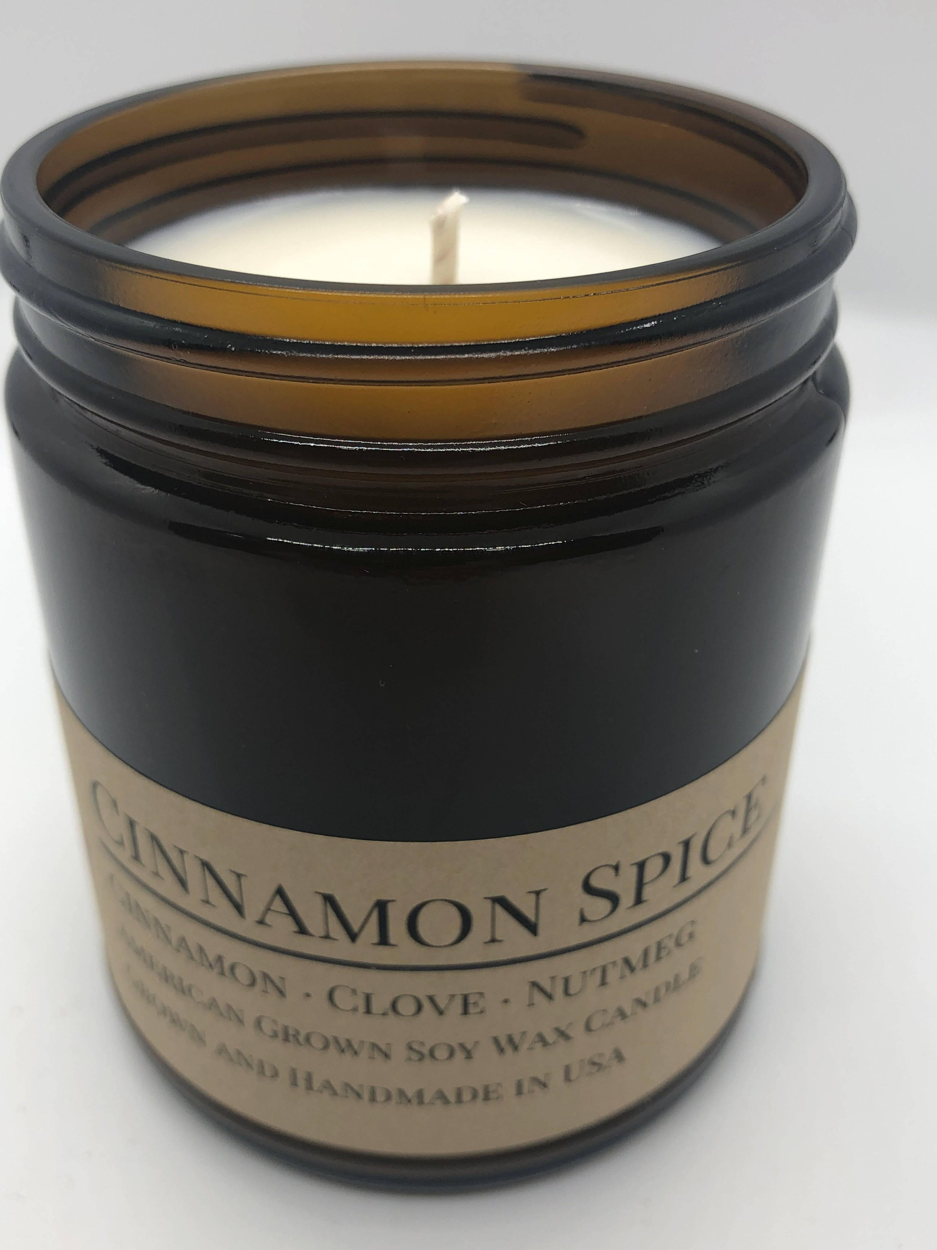 Cinnamon Spice Soy Wax Candle | 9 oz Amber Apothecary Jar