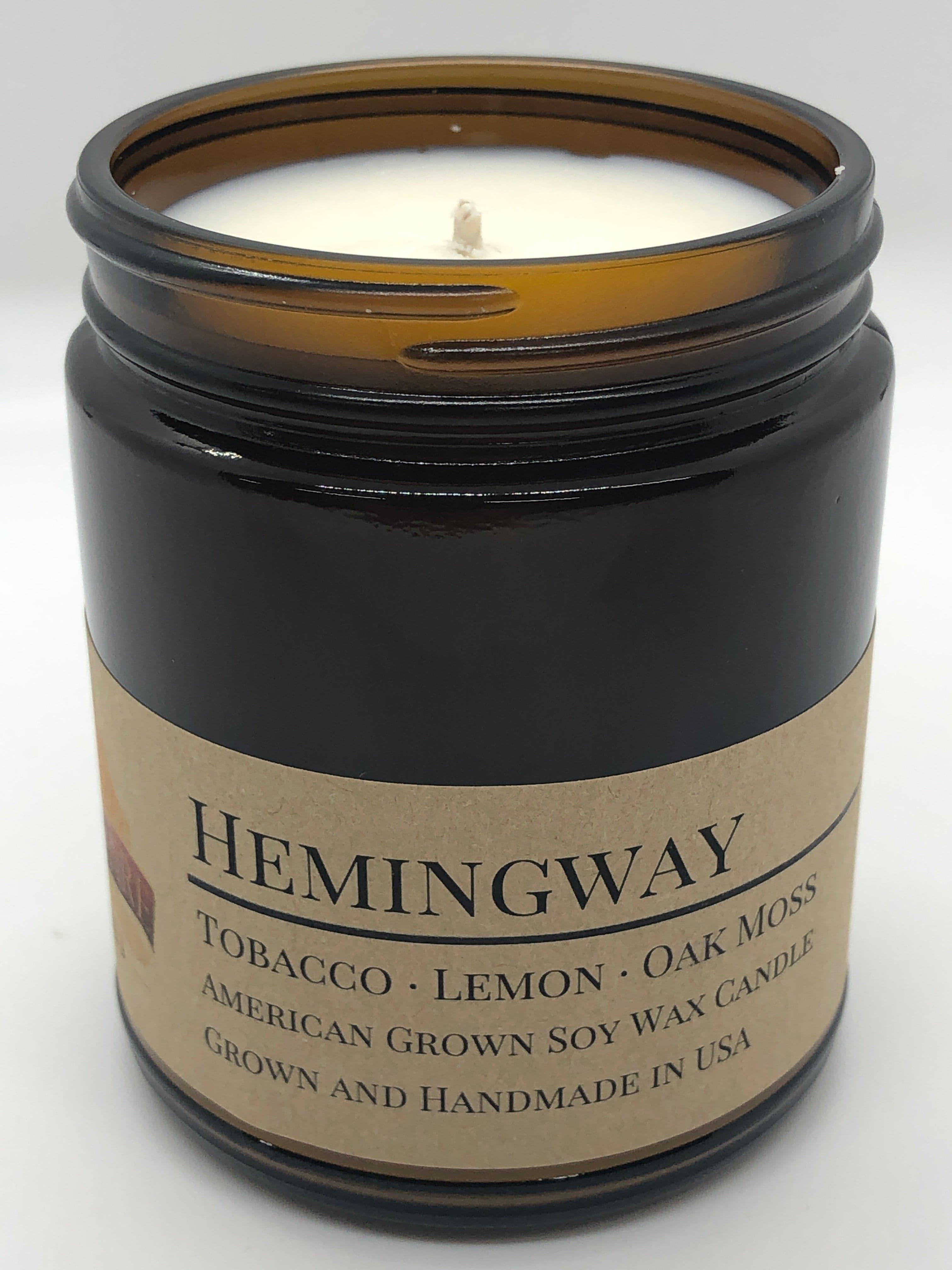 Hemingway Soy Wax Candle | 9 oz Amber Apothecary Jar