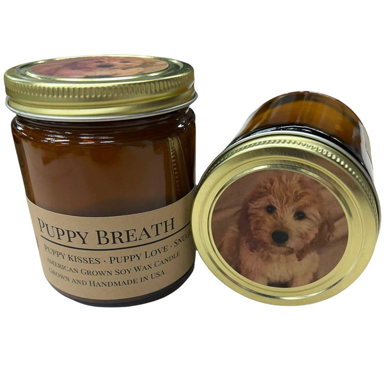 PRAIRIE FIRE Puppy Breath Soy Wax Candle | 9 oz Amber Apothecary Jar