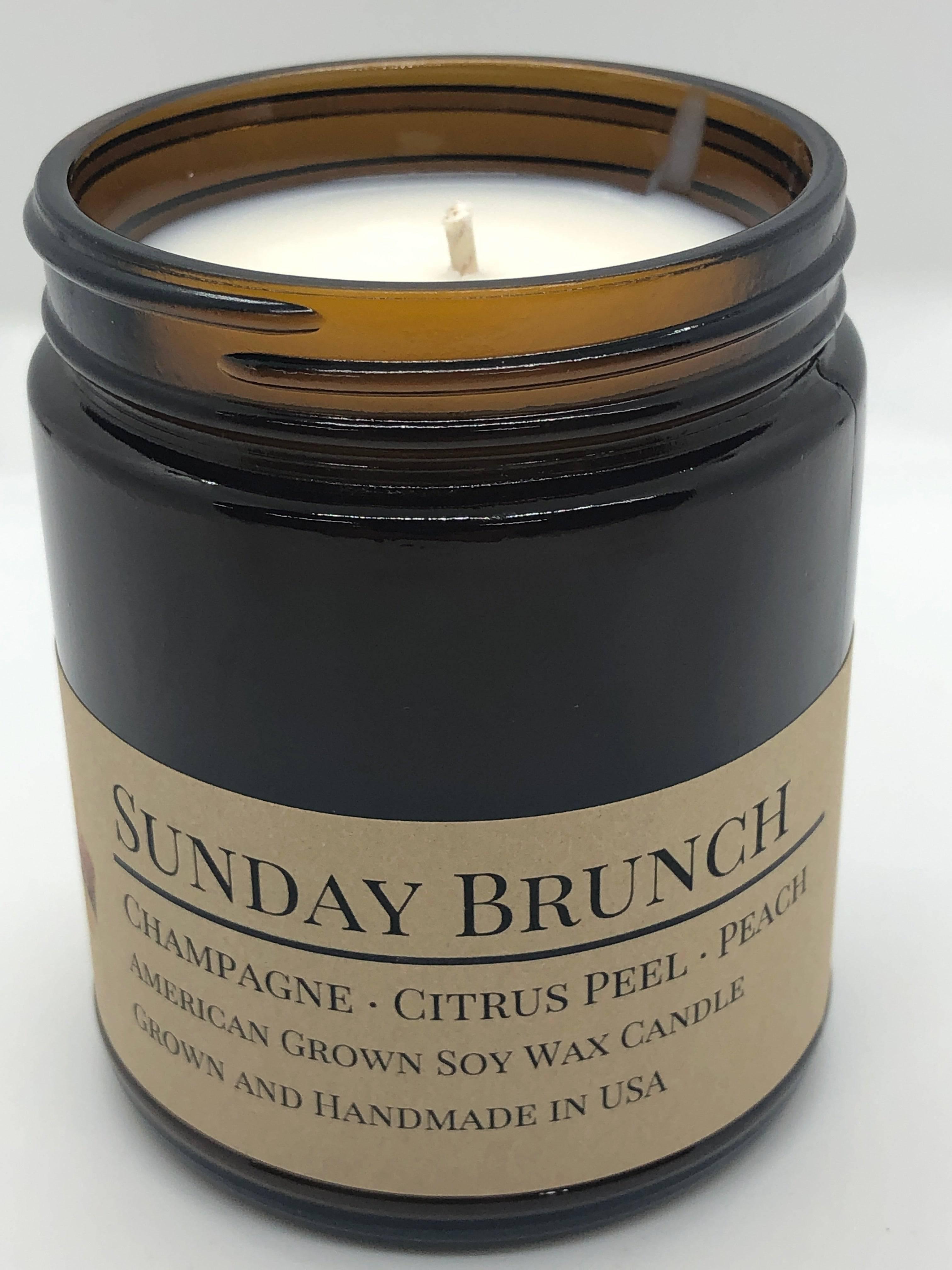 Scented Soy Wax Candle (8.0 oz) 50-60 Hour Burn Time, Cotton Wick, Amber Glass Jar, Grown and Made in USA -