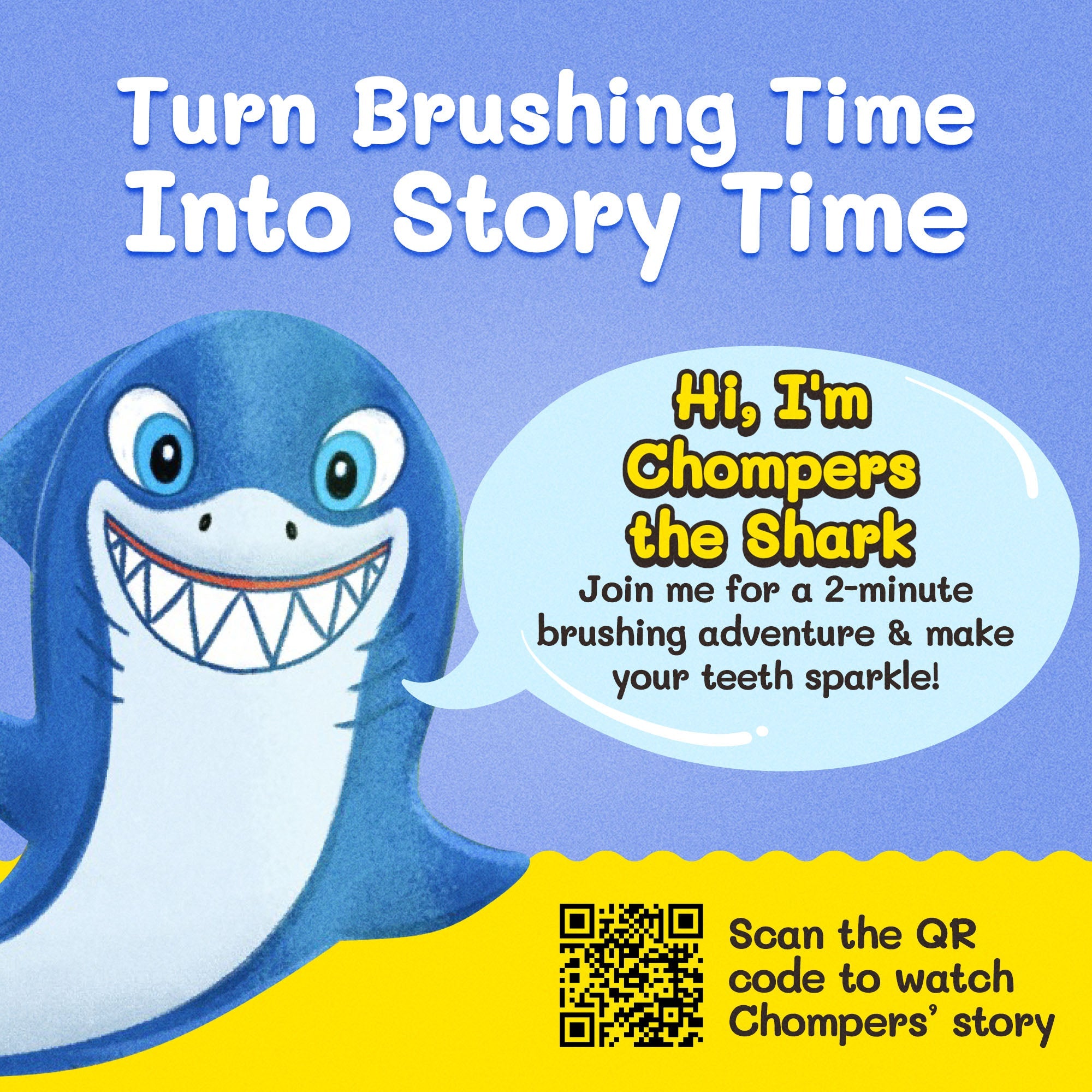 Chompers the Shark Toothbrush for Kids With Bonus Brush Head