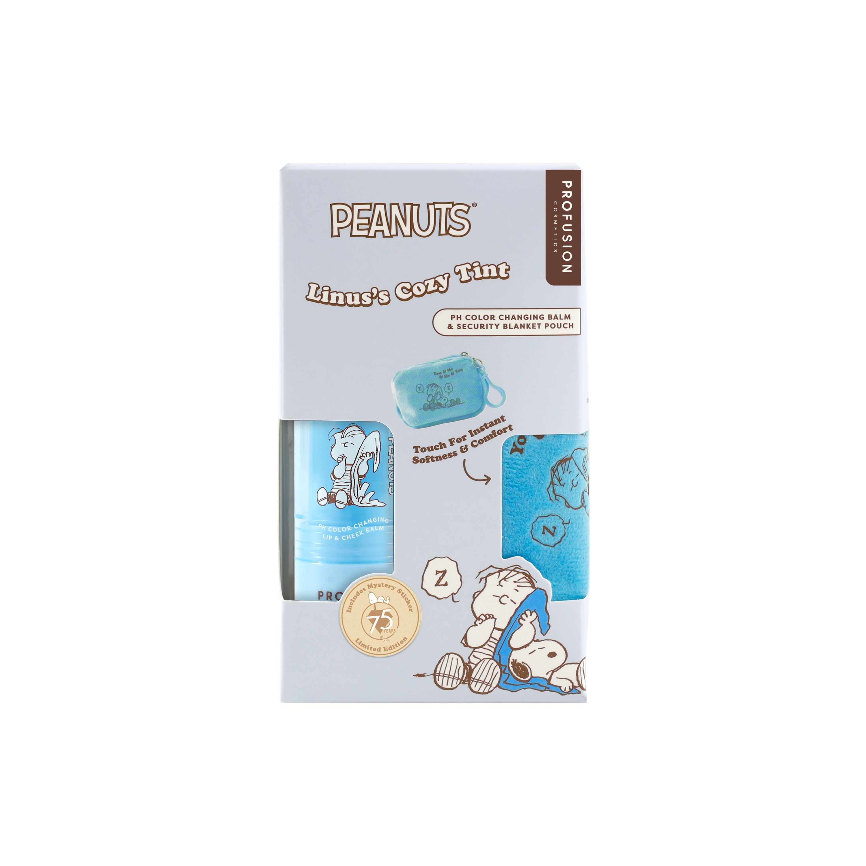 Peanuts 75th | Linus’s Cozy Tint PH Color Changing Balm & Security Blanket Pouch