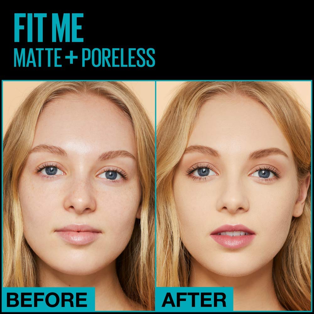 MAYBELLINE Fit Me Matte + Base de maquillaje líquida sin poros